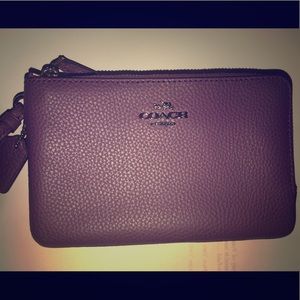 NWT Coach Double Zip Wristlet - Berry